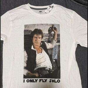 Old Navy White Graphic Tee - I Only Fly Solo. No longer made.